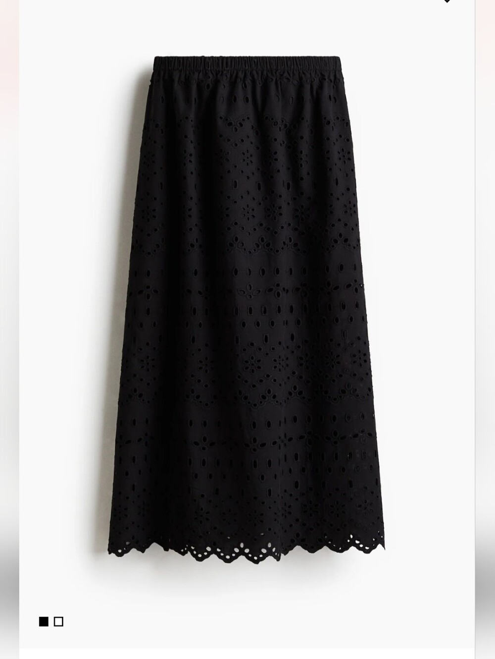 H&M Black Eyelet Maxi Skirt Fully Lined